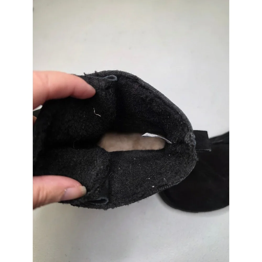 Bearpaw Krista Wide Black Suede Lace Up Winter Boots Womens 7